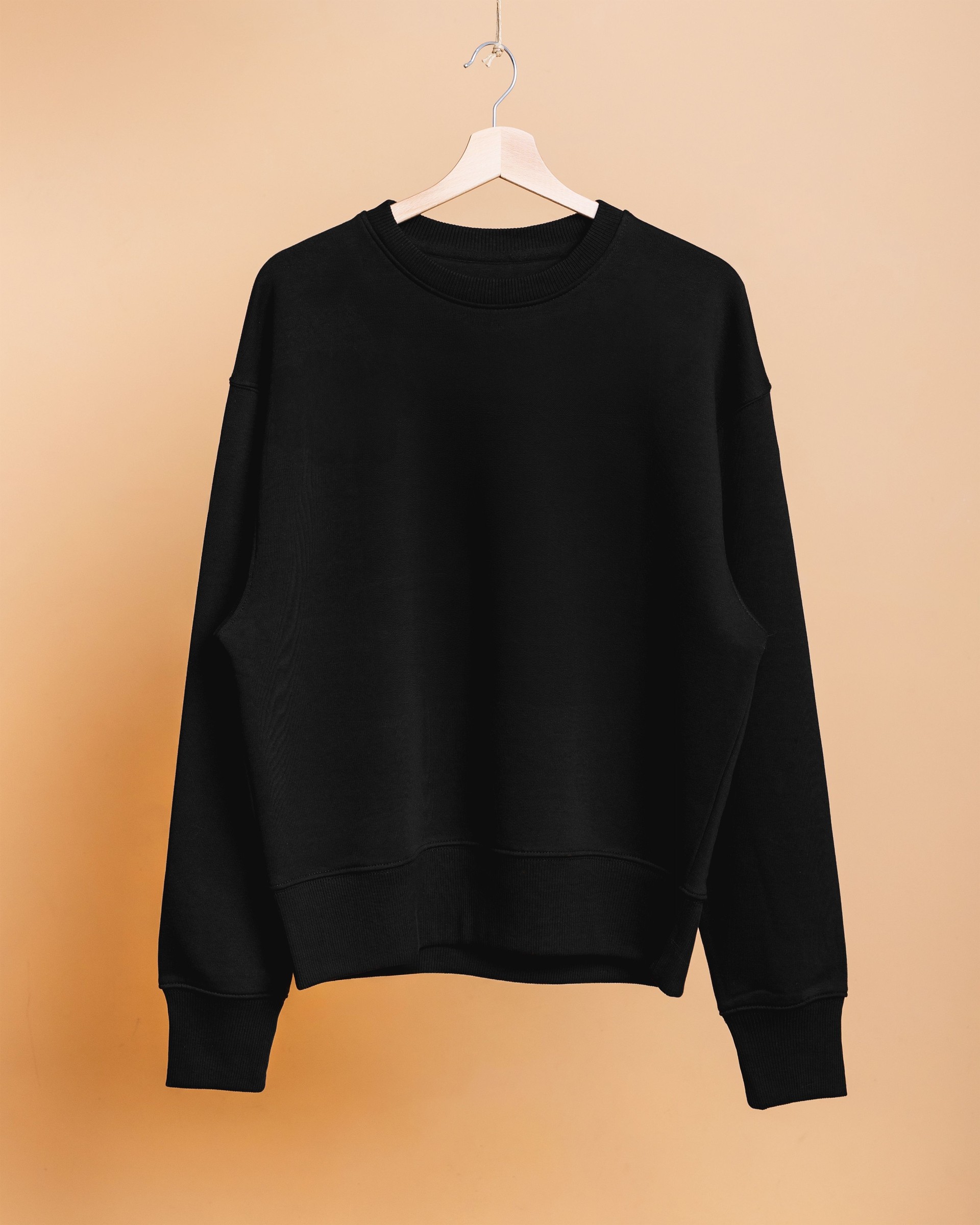 Sweat-shirt en coton noir pour maquette